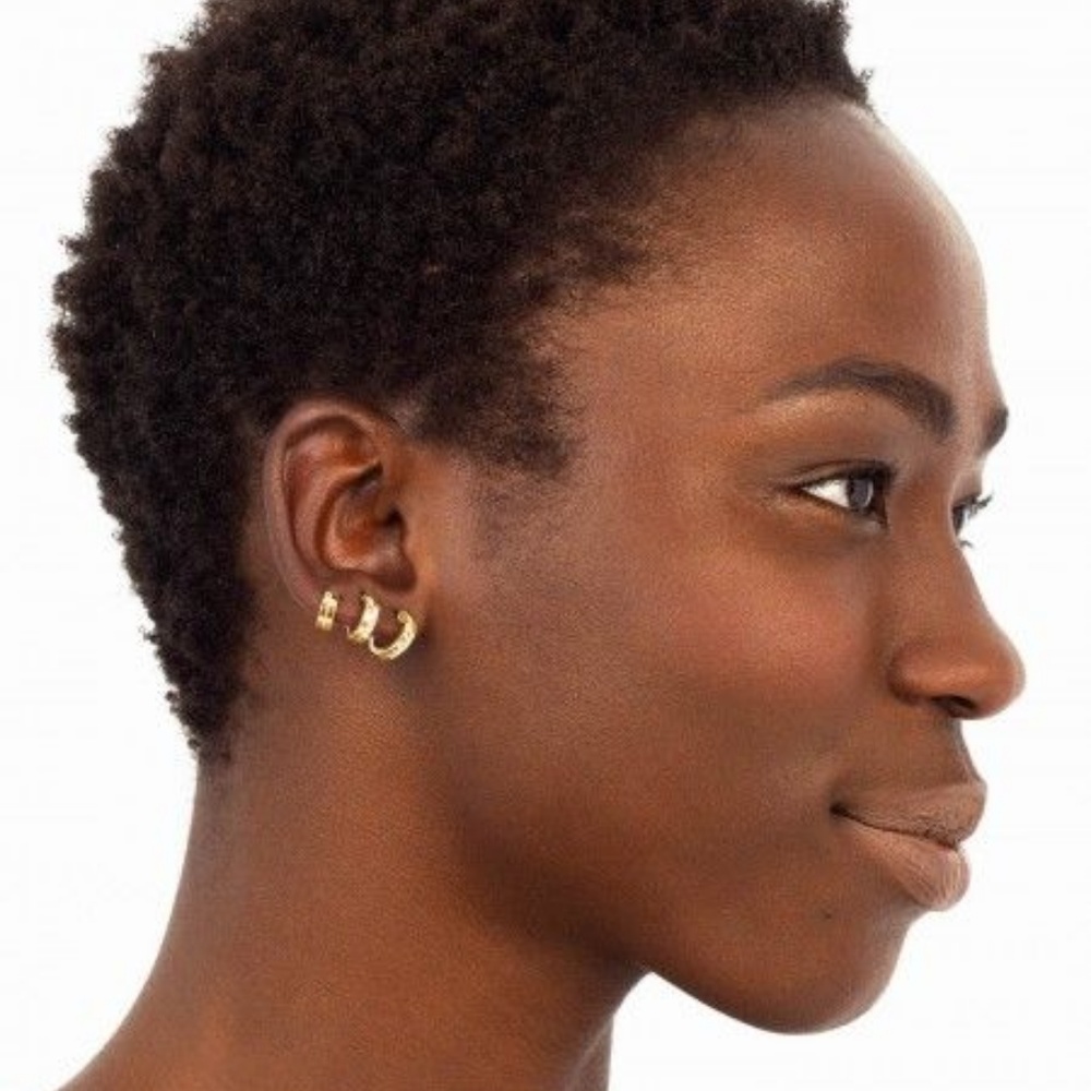 Stella & Dot Pave Trio Earrings - Gold